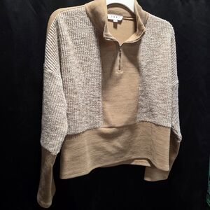 THML Colorblock Cozycore Mixed Media Half Zip Pullover Sweater Athleisure SZ L